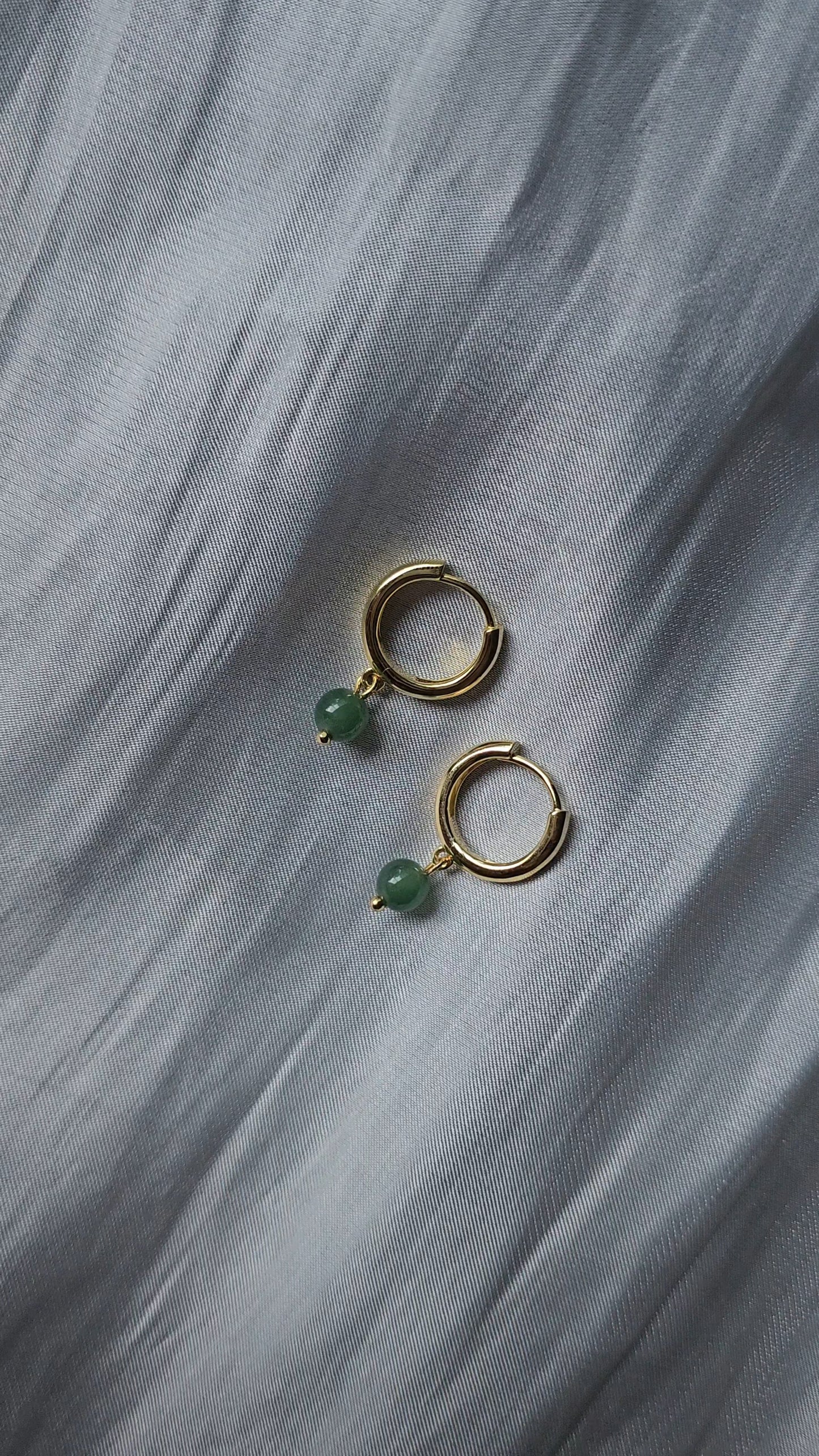 Yuan | Huggie Jadeite Earrings in Forest Green