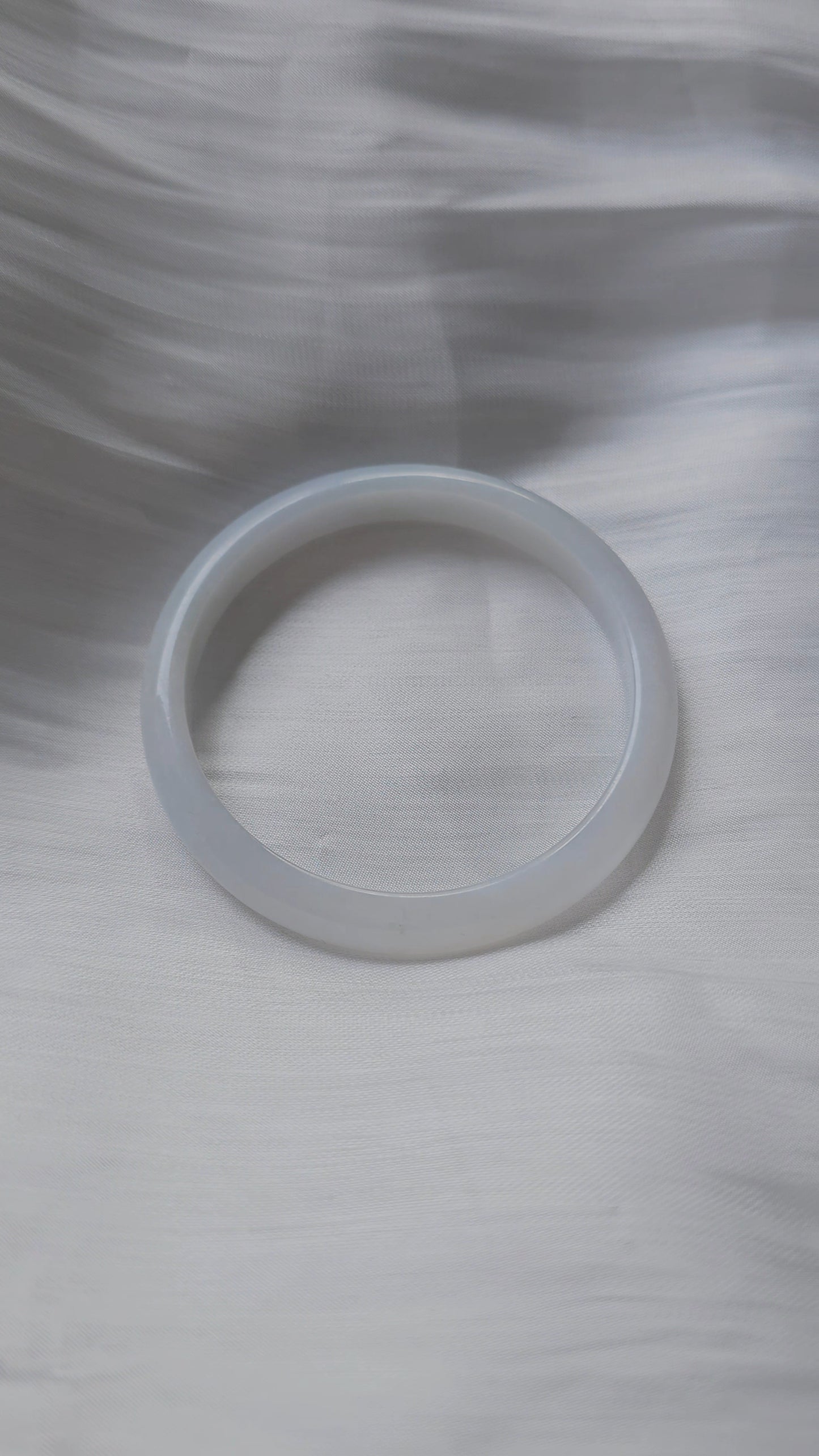 GUARDIAN | JAYDE Natural Grade-A Jadeite Bangle in Icy White (56mm Half Round)