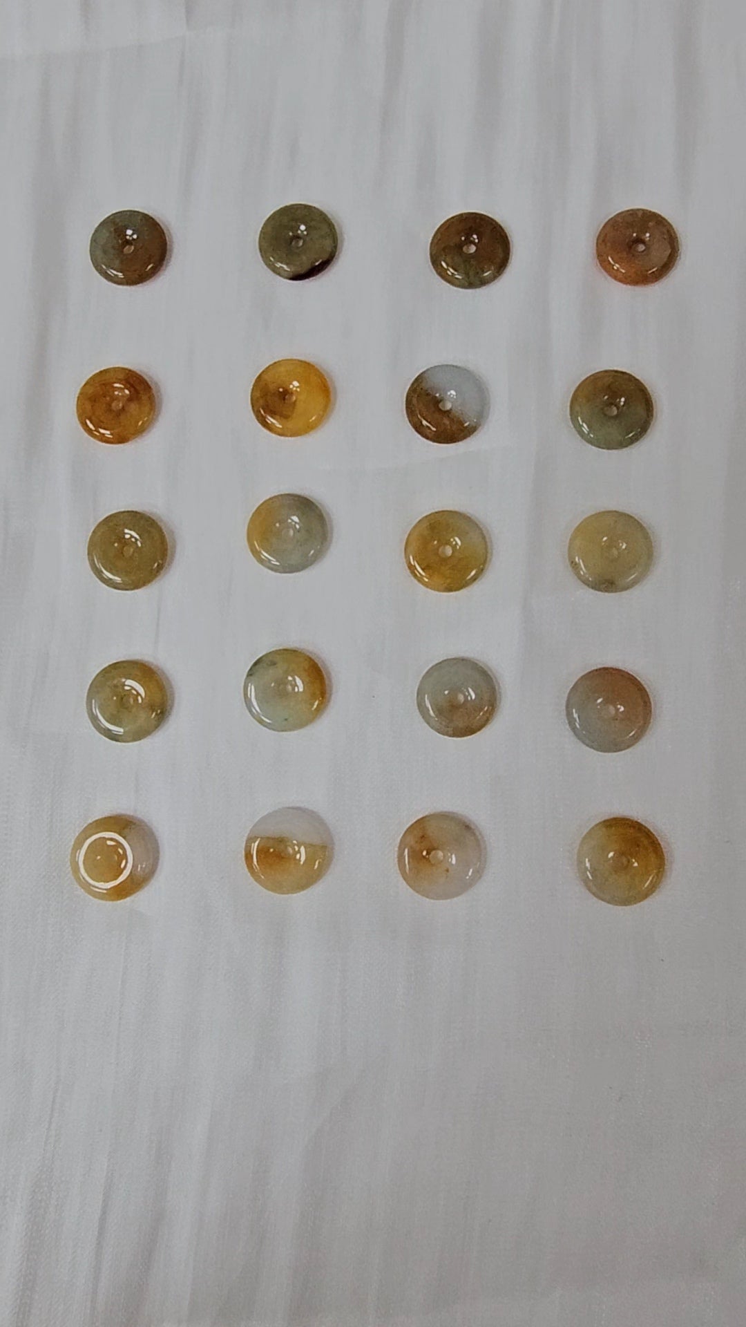 yellow and brown jadeite jade donut necklace ping an kou