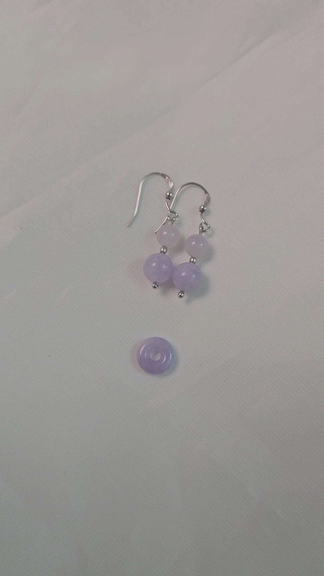 Yuan | 'Mei' Jadeite Drop Earrings in Dreamy Purple
