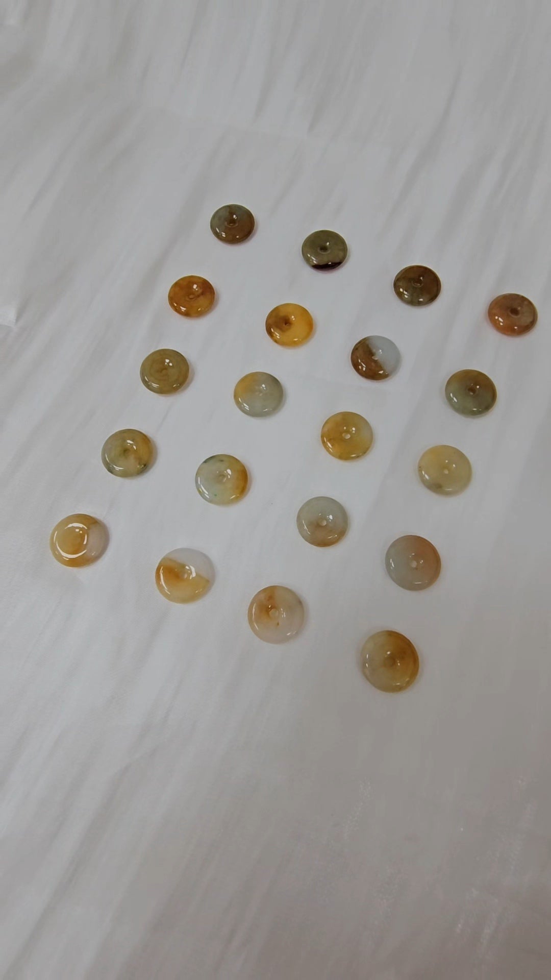 yellow and brown jadeite jade donut necklace ping an kou