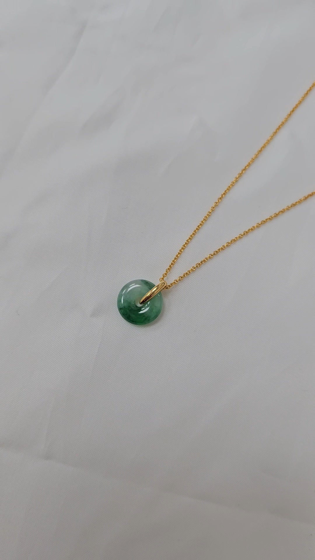 Guardian | Imperial Safekeeping 'Ping An' Jadeite Pendant in Deep Green (13mm, 18K Gold Vermeil/Solid Gold)