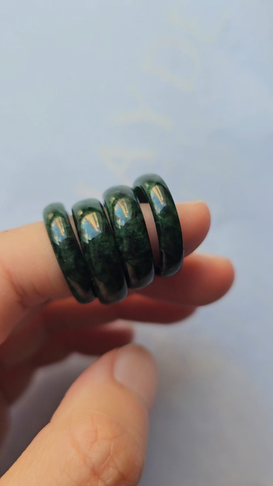 Yuan | Untreated Grade-A Jadeite Ring in Black Floral Green