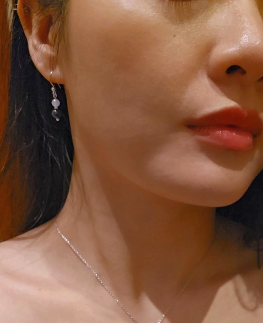 Yuan | 'Ocean' Jadeite Drop Earrings in Night Blue