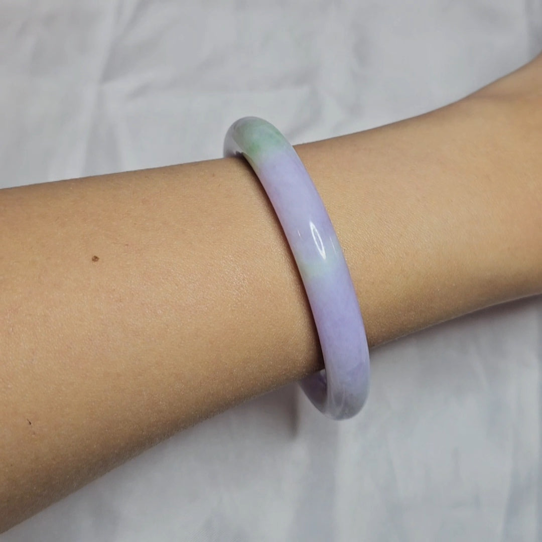 GUARDIAN | JAYDE Natural Grade-A Jadeite Bangle in Lavender Purple and Pastel Green (53.4mm Round)