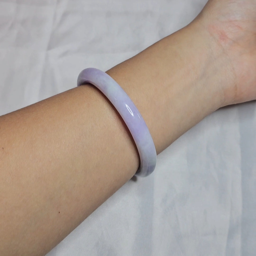 GUARDIAN | JAYDE Natural Grade-A Jadeite Bangle in Lavender Purple and Pastel Green (53.4mm Round)