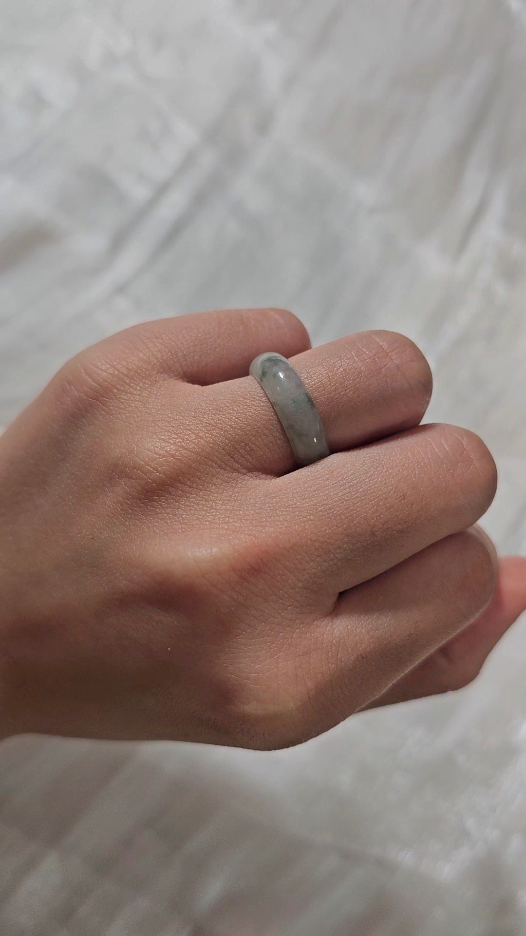 Yuan | Untreated Grade-A Jadeite Ring in Floral Green
