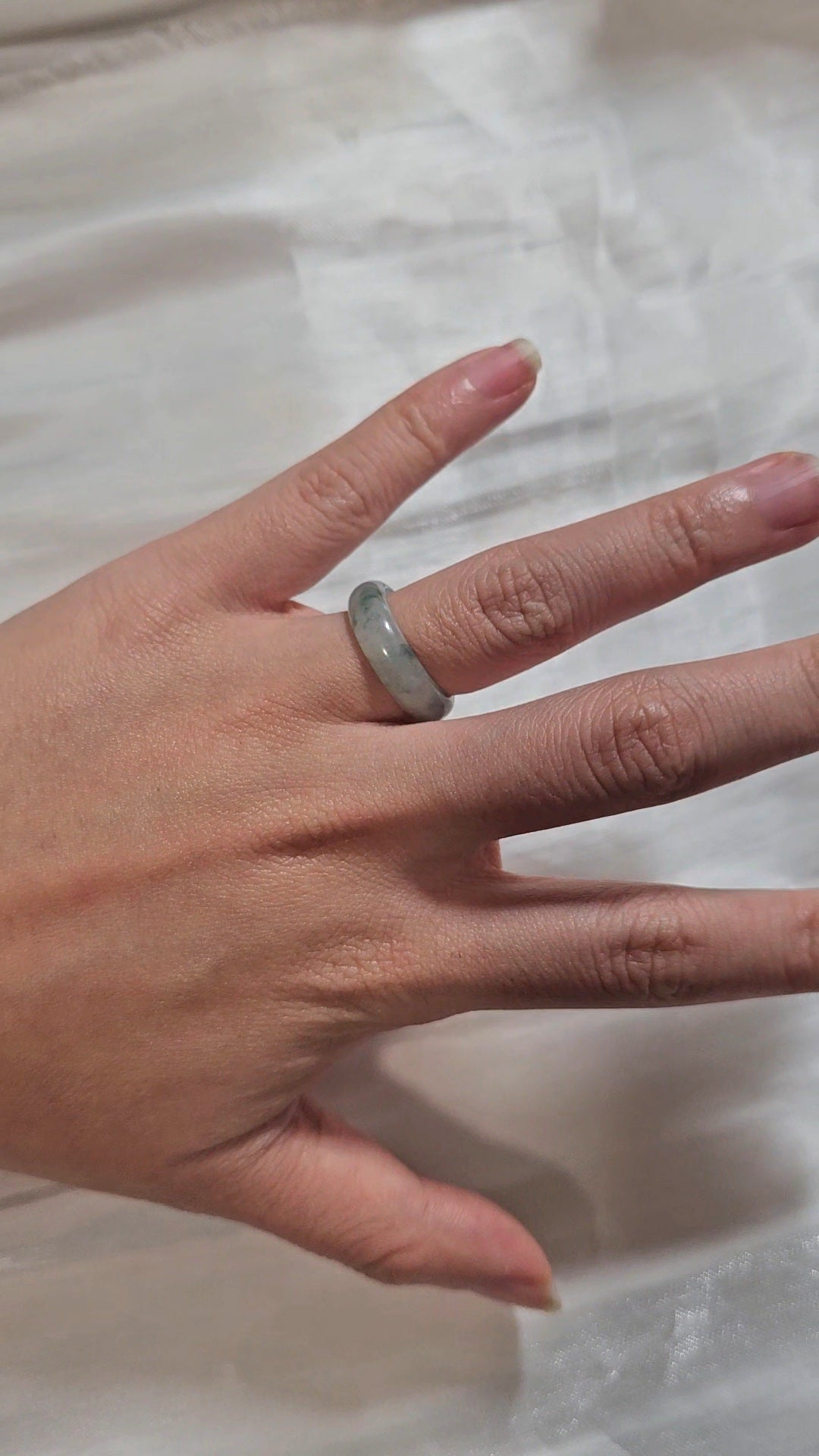Yuan | Untreated Grade-A Jadeite Ring in Floral Green