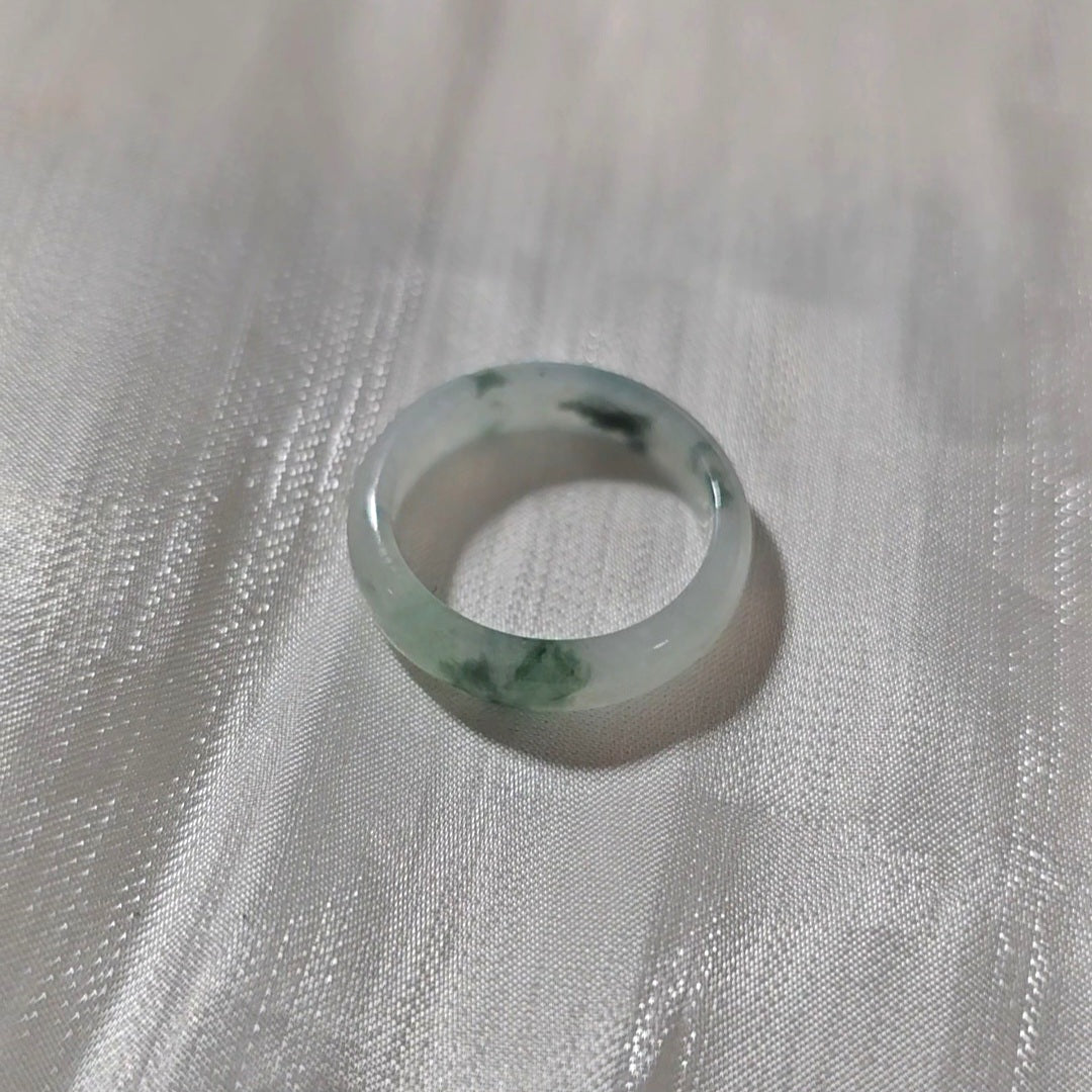Yuan | Untreated Grade-A Jadeite Ring in Floral Green