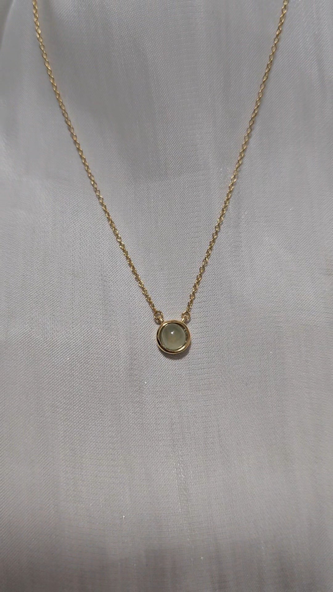 Galaxy | Dainty Moon Jadeite Pendant in Aqua Green (18K Gold Vermeil)