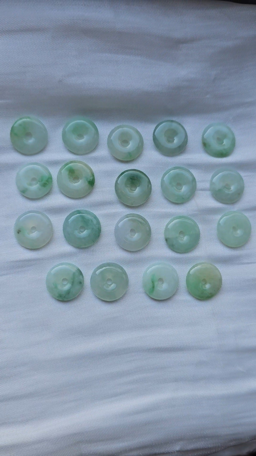 Guardian | Vintage Safekeeping 'Ping An' Jadeite Pendant in Pastel Green (13mm, Rhodium-Plated Sterling Silver)