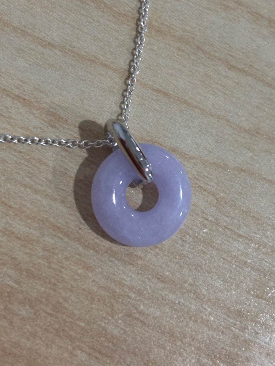 Guardian | Dainty Safekeeping 'Ping An' Jadeite Pendant in Lavender Purple (13mm)