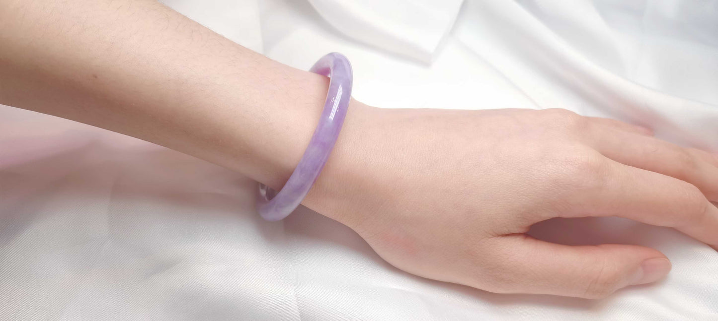 GUARDIAN | JAYDE Natural Grade-A Jadeite Bangle in Dark Lavender Purple (53.5mm Round)