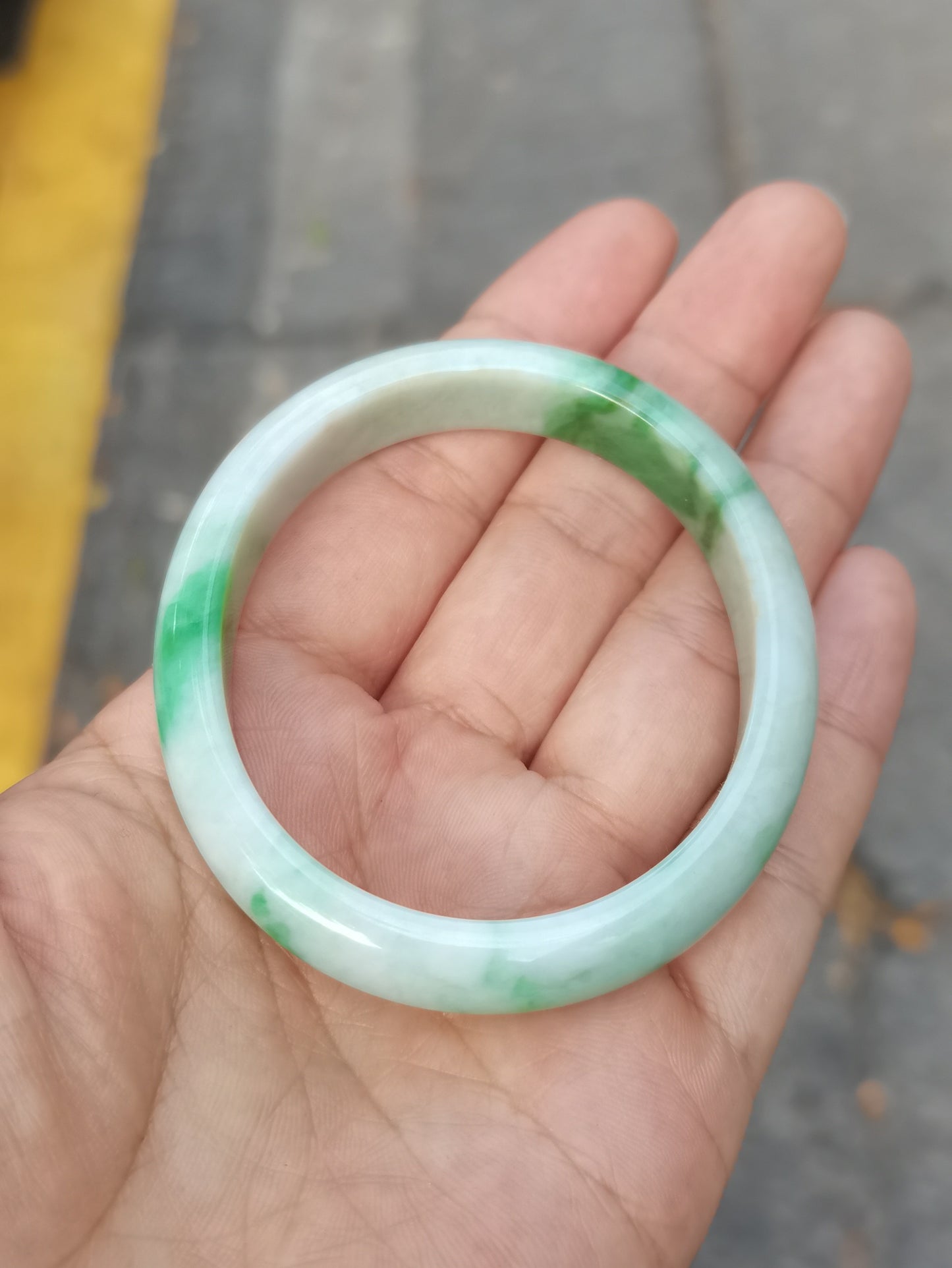 GUARDIAN | JAYDE Natural Grade-A Jadeite Bangle in Pale green with Vibrant Green (54.6mm Oval)