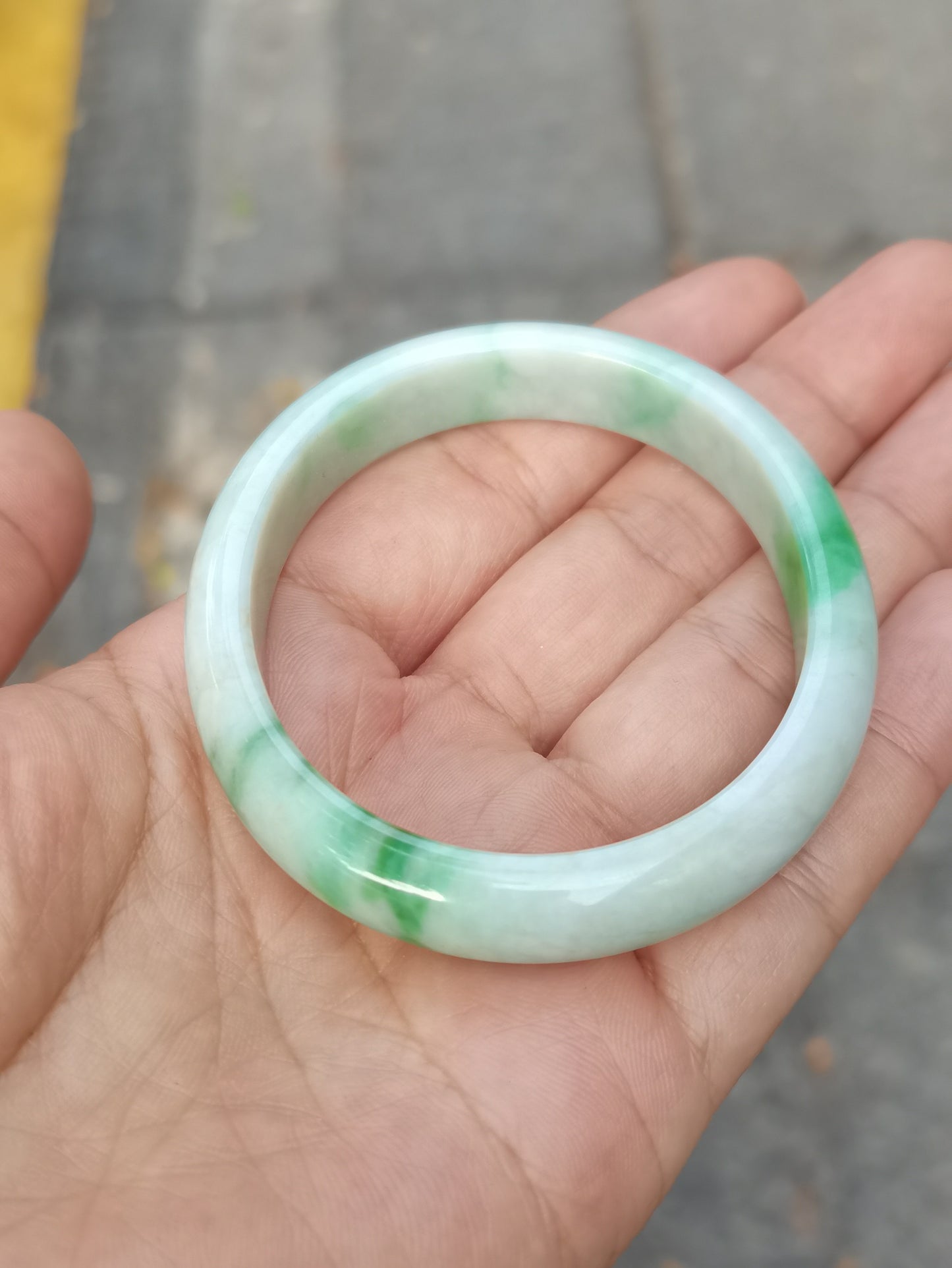 GUARDIAN | JAYDE Natural Grade-A Jadeite Bangle in Pale green with Vibrant Green (54.6mm Oval)