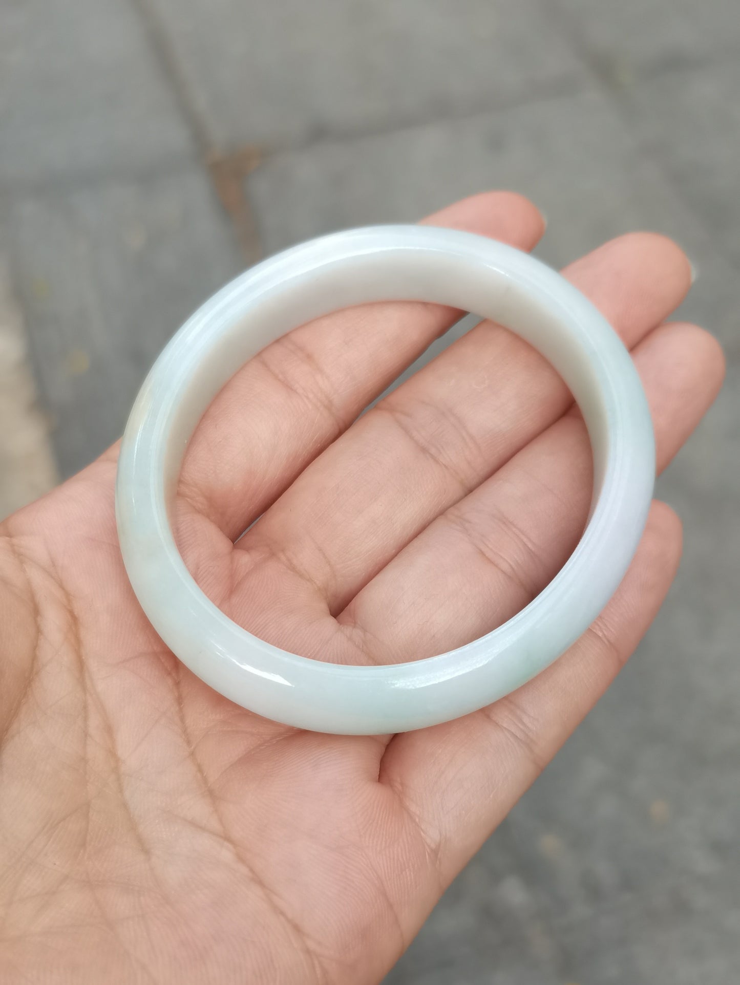 GUARDIAN | JAYDE Natural Grade-A Jadeite Bangle in Dreamy White & Yellow Haze (54.7mm Oval)