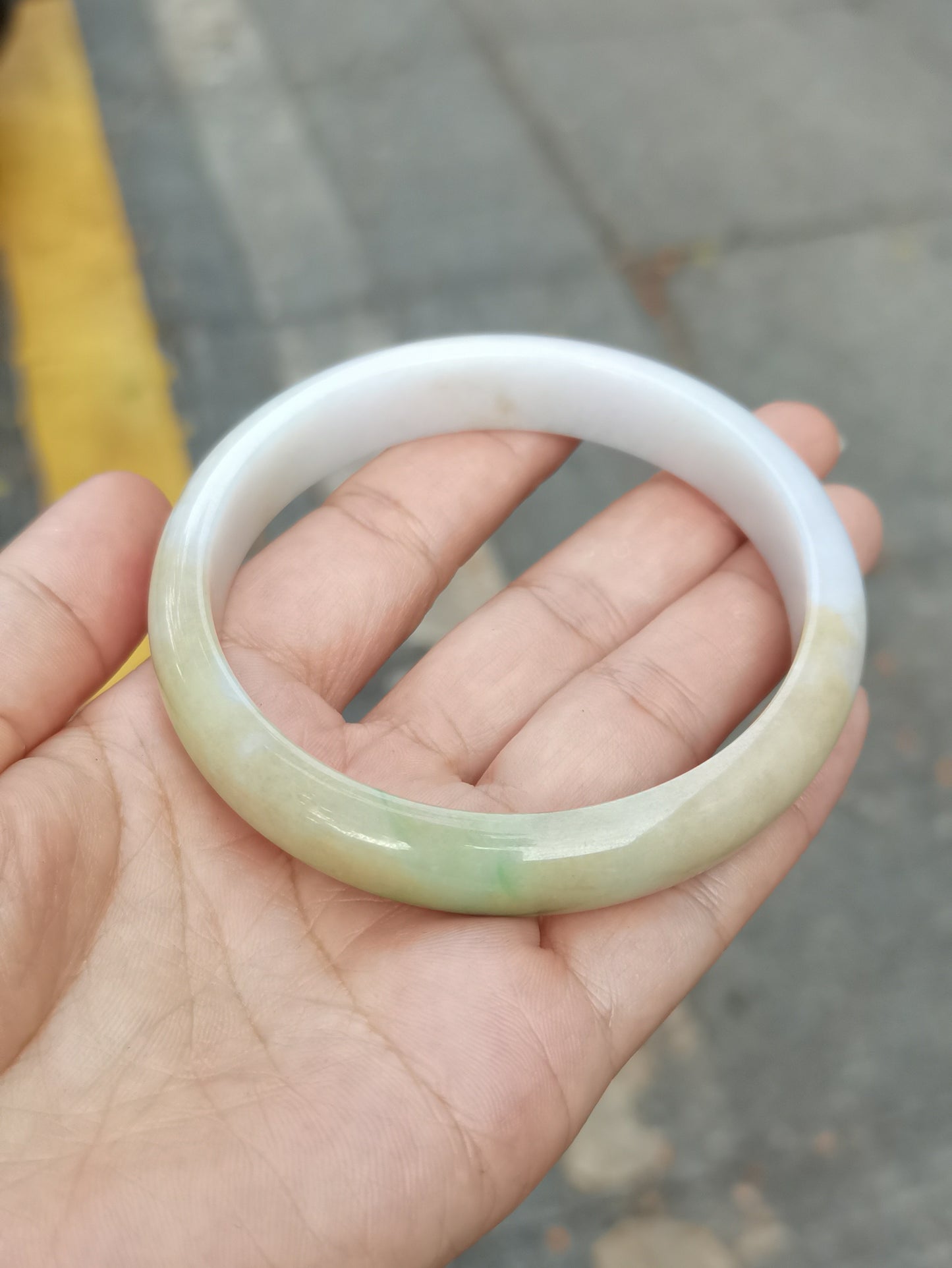 GUARDIAN | JAYDE Natural Grade-A Jadeite Bangle in Trio Colours (Green, White & Yellow) (64.1mm Half Round)