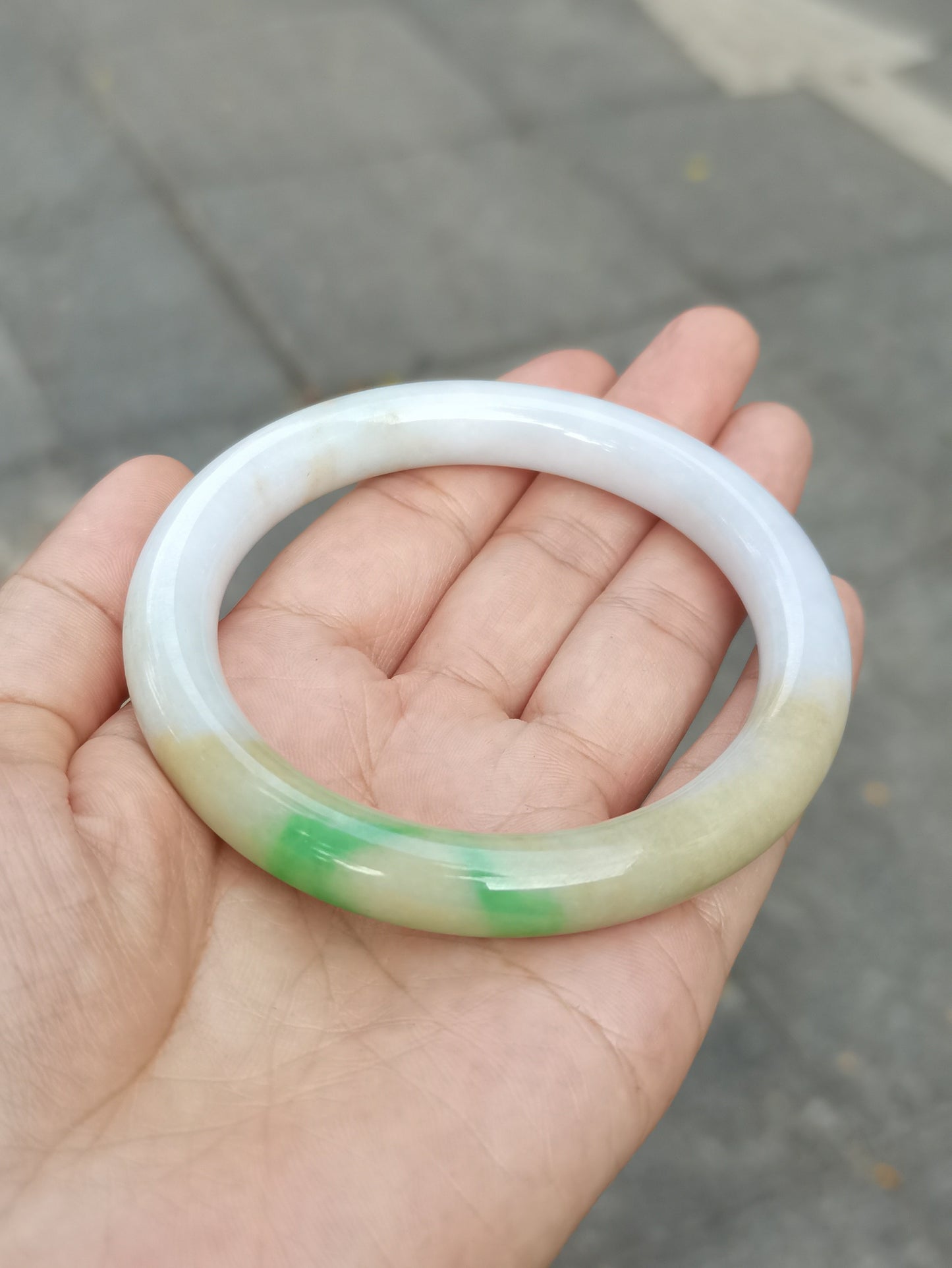 GUARDIAN | JAYDE Natural Grade-A Jadeite Bangle in Trio Colours (Green, White & Yellow) (60mm Round)