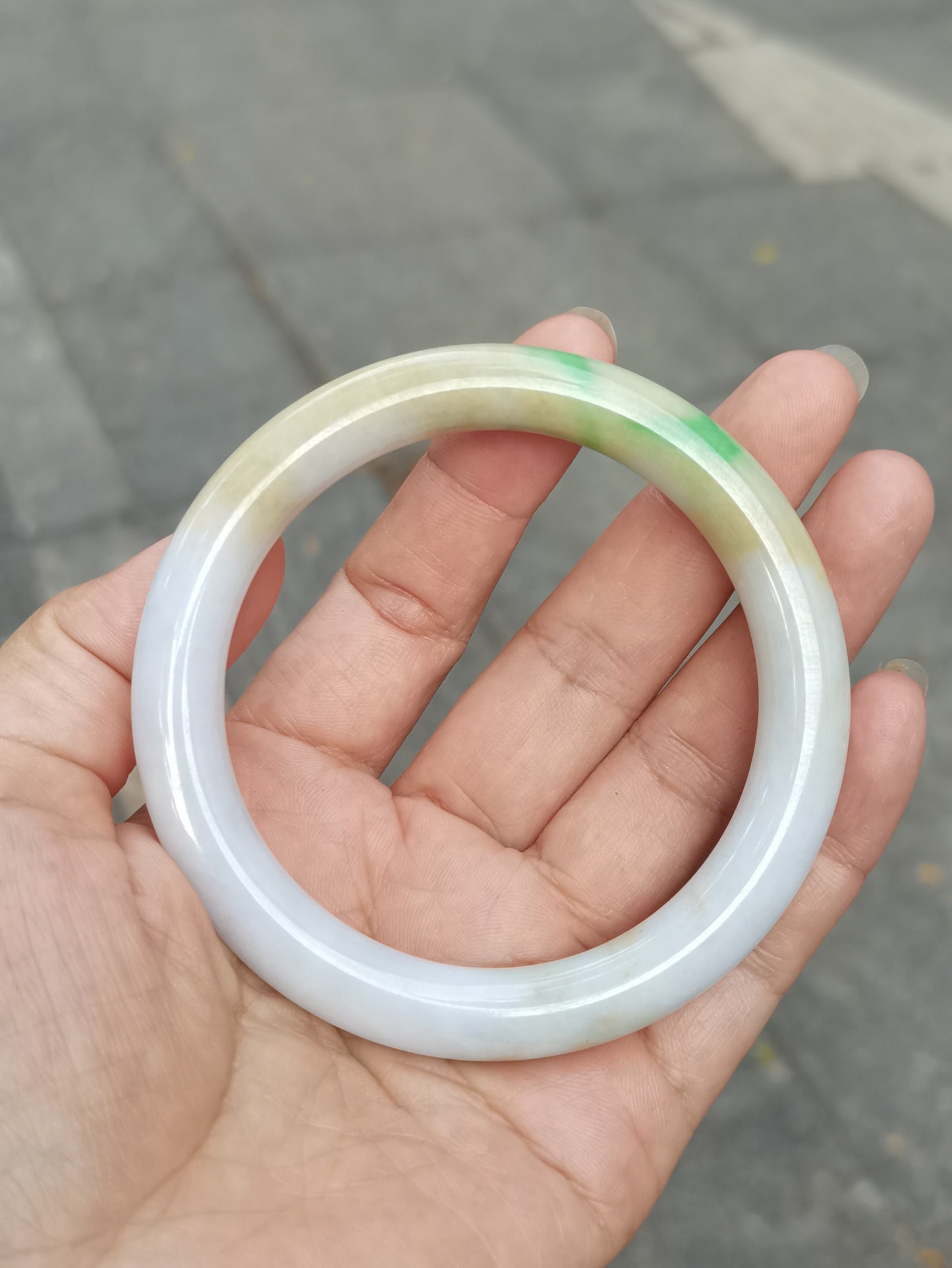 GUARDIAN | JAYDE Natural Grade-A Jadeite Bangle in Trio Colours (Green, White & Yellow) (60mm Round)