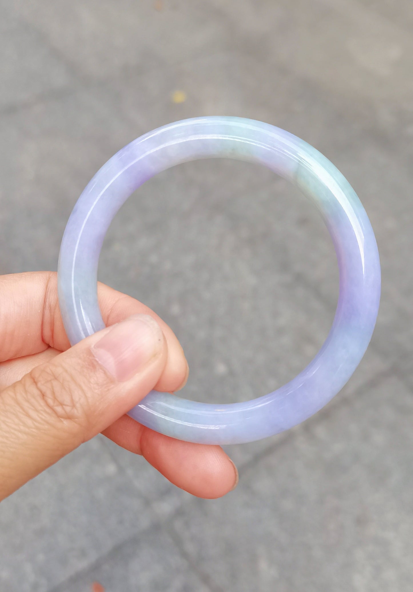 GUARDIAN | JAYDE Natural Grade-A Jadeite Bangle in Pastel Lavender Purple and Pastel Green (55mm Round)