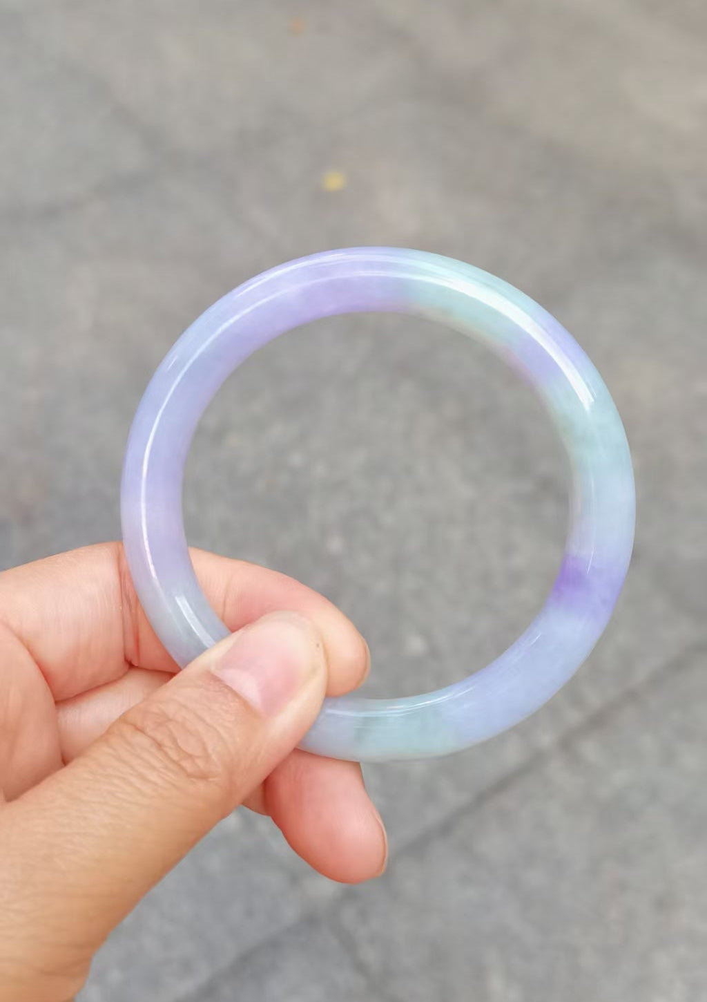 GUARDIAN | JAYDE Natural Grade-A Jadeite Bangle in Pastel Lavender Purple and Pastel Green (55mm Round)