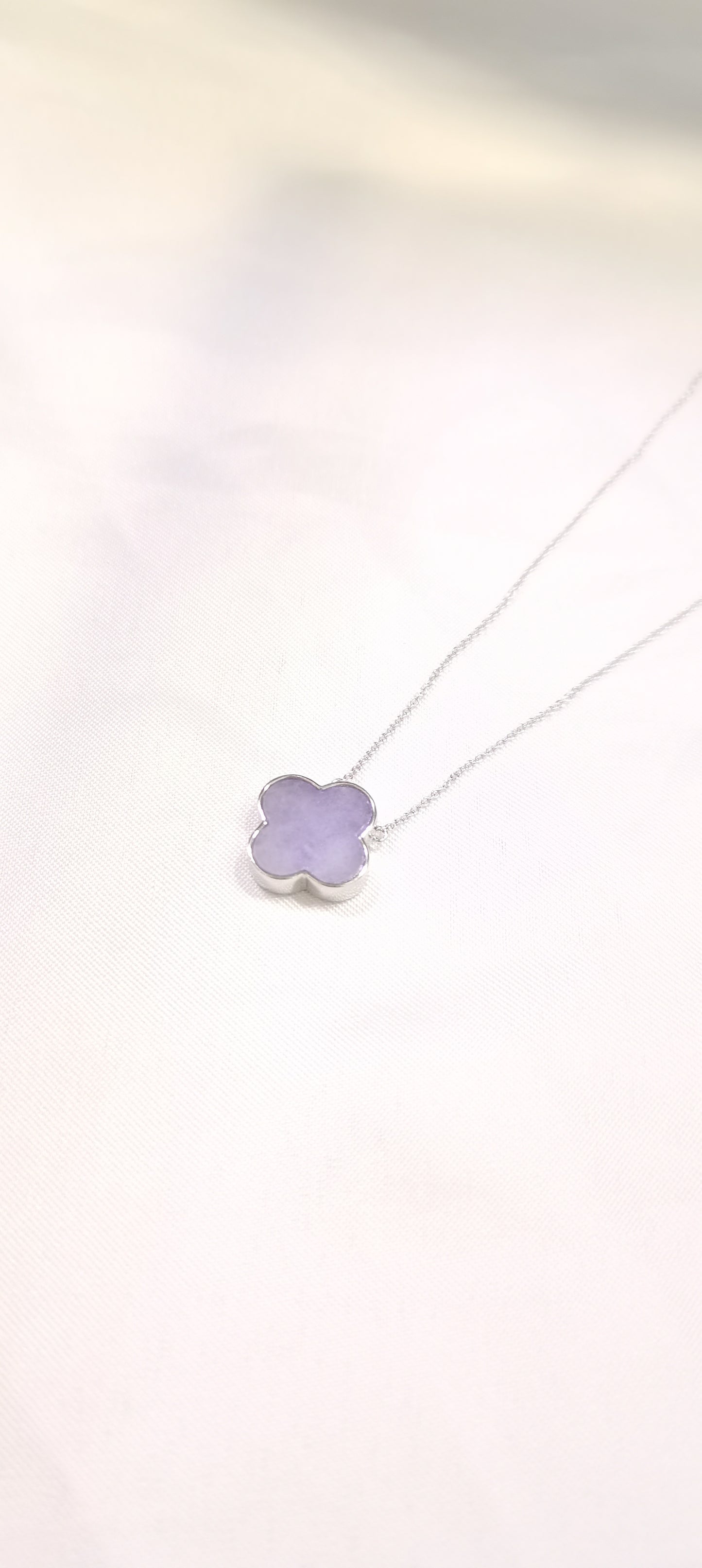 Nature | Serendipity Four Leaf Clover Jadeite Pendant in Dark Lavender Purple