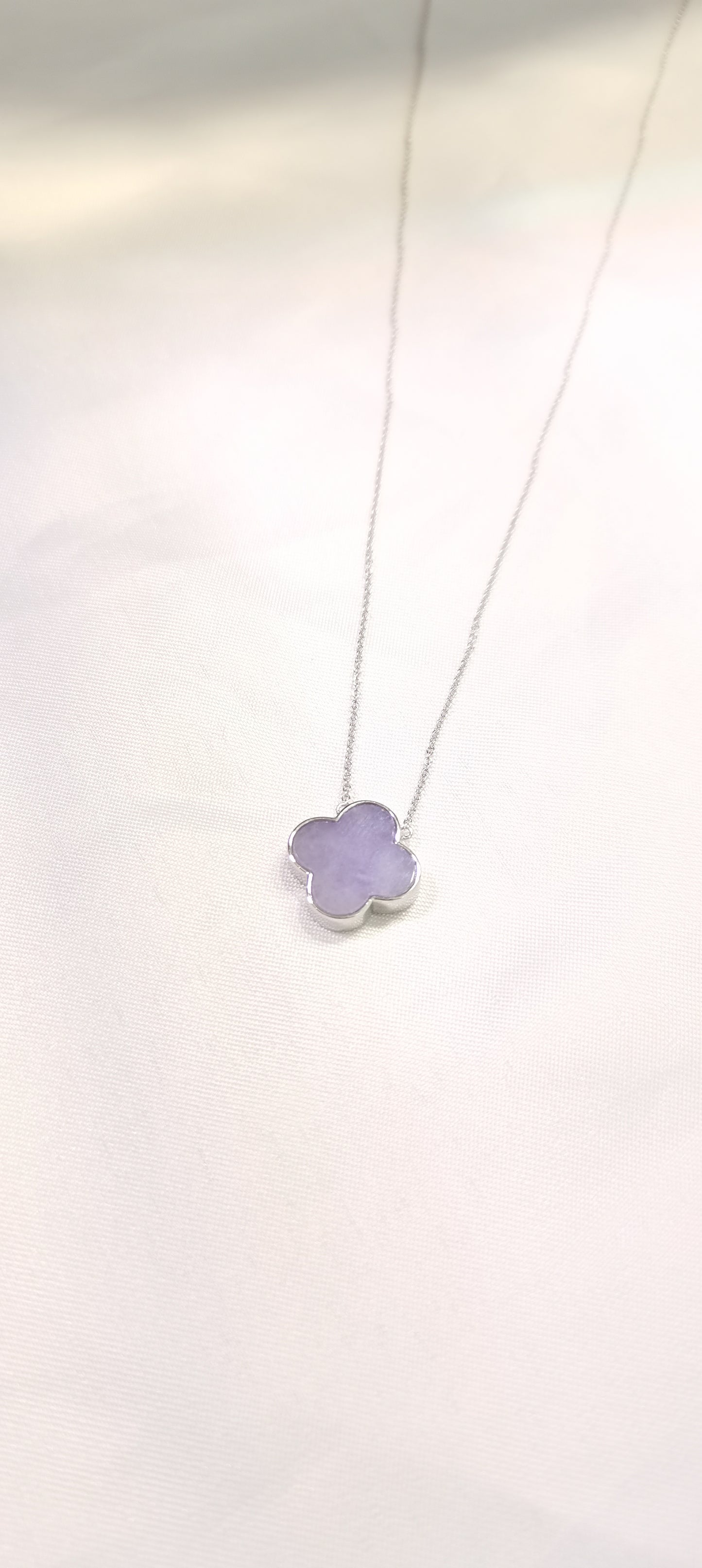 Nature | Serendipity Four Leaf Clover Jadeite Pendant in Dark Lavender Purple