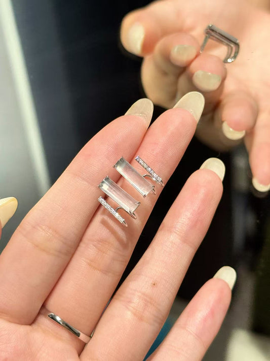 Guardian | Jadeite Diamond Ear Cuffs in Icy White