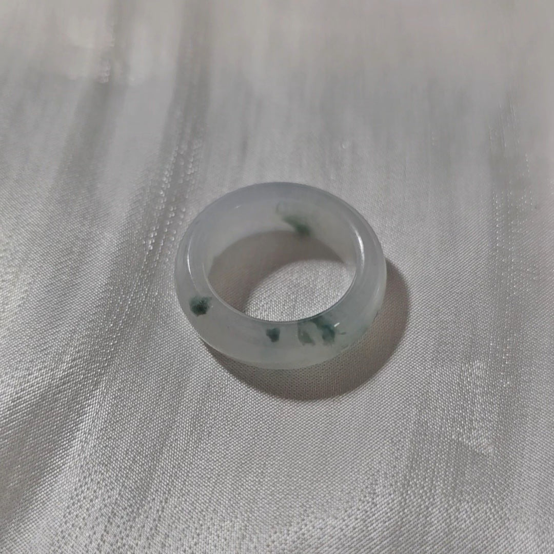 Yuan | Untreated Grade-A Jadeite Ring in Floral Green