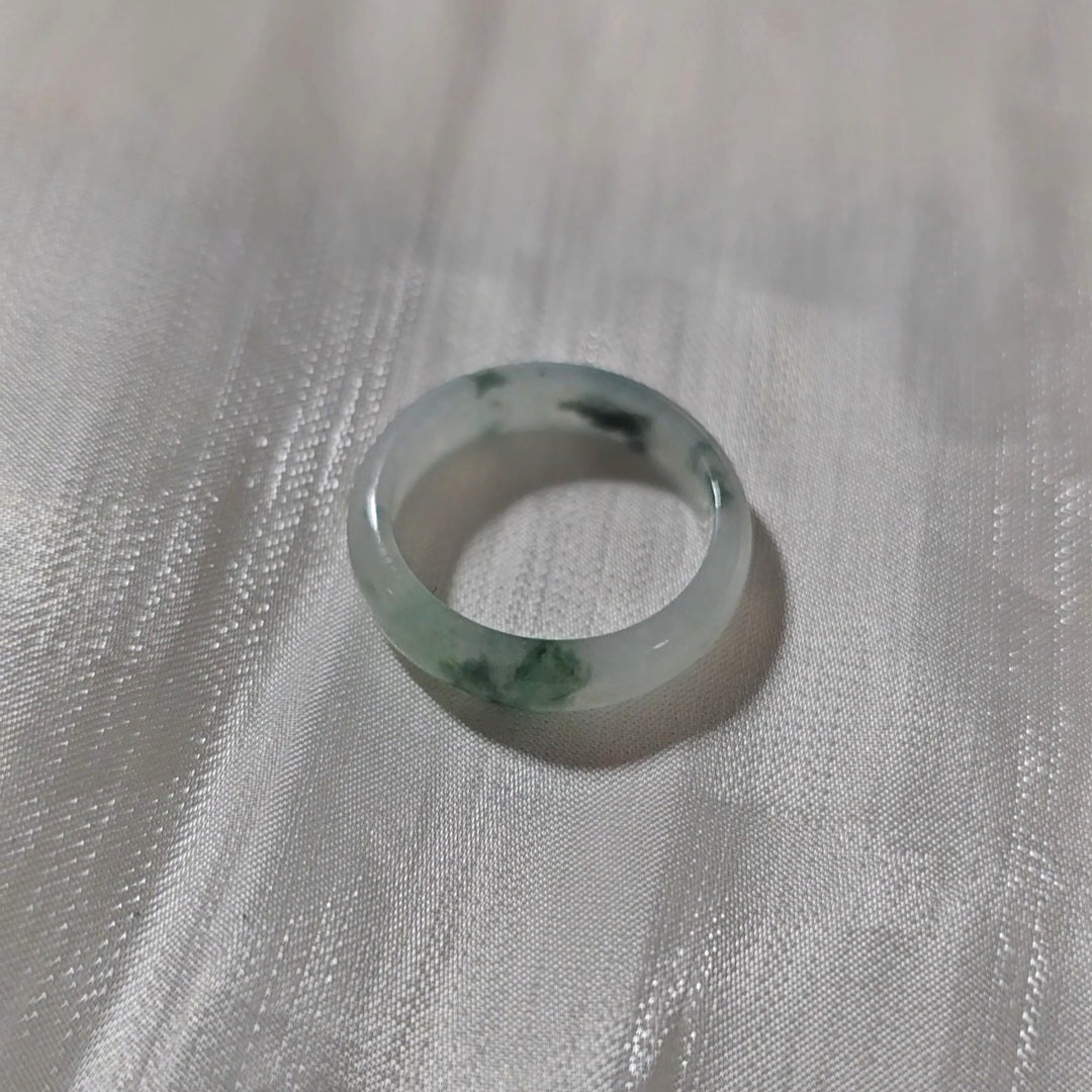 Yuan | Untreated Grade-A Jadeite Ring in Floral Green