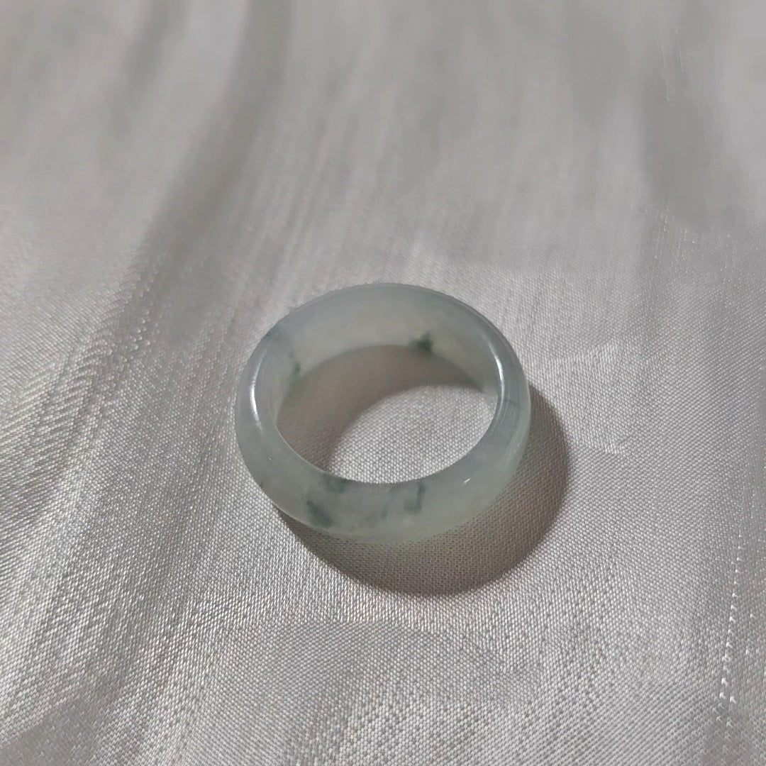 Yuan | Untreated Grade-A Jadeite Ring in Floral Green