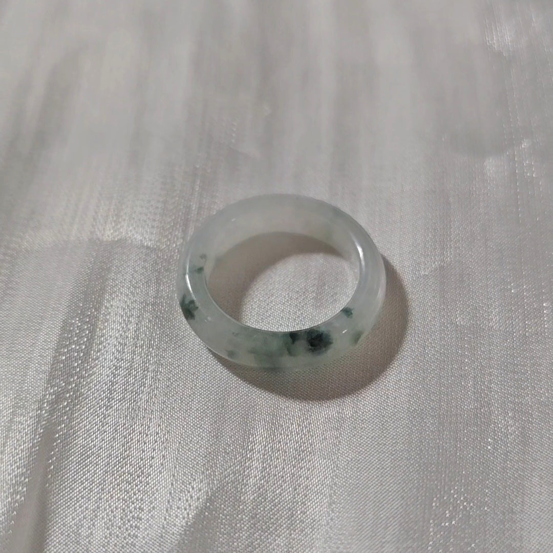 Yuan | Untreated Grade-A Jadeite Ring in Floral Green