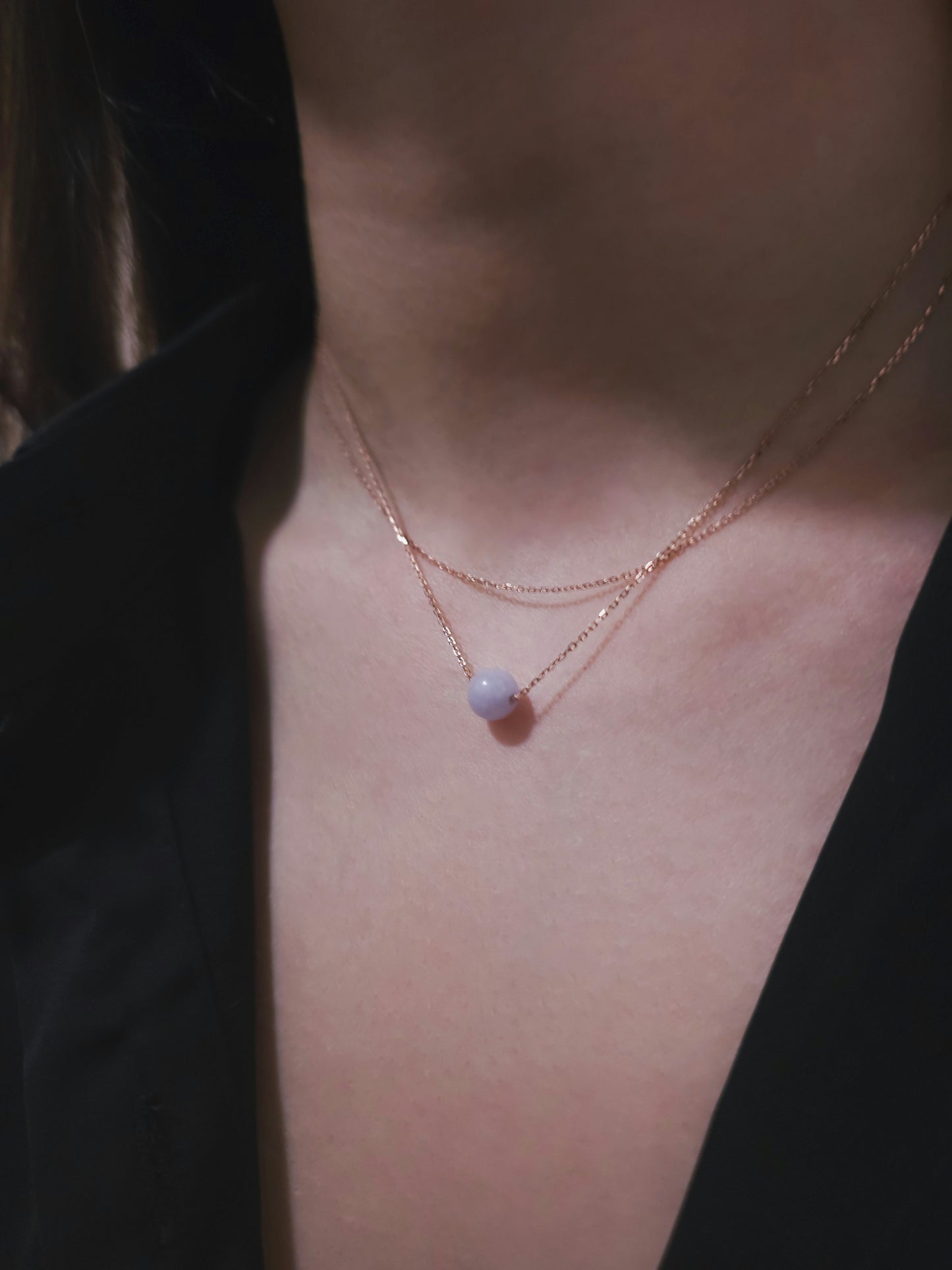 Yuan | Minimalist Floating Jadeite Necklace in Light Lavender Purple