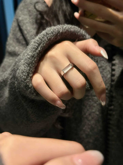 Jian | Untreated Grade-A Jadeite Ring in Icy White