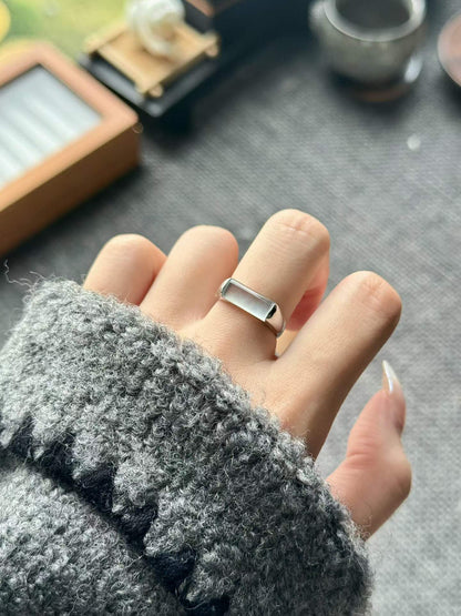 Jian | Untreated Grade-A Jadeite Ring in Icy White
