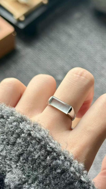 Jian | Untreated Grade-A Jadeite Ring in Icy White