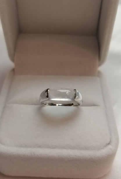 Jian | Untreated Grade-A Jadeite Ring in Icy White