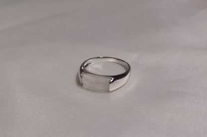 Jian | Untreated Grade-A Jadeite Ring in Icy White