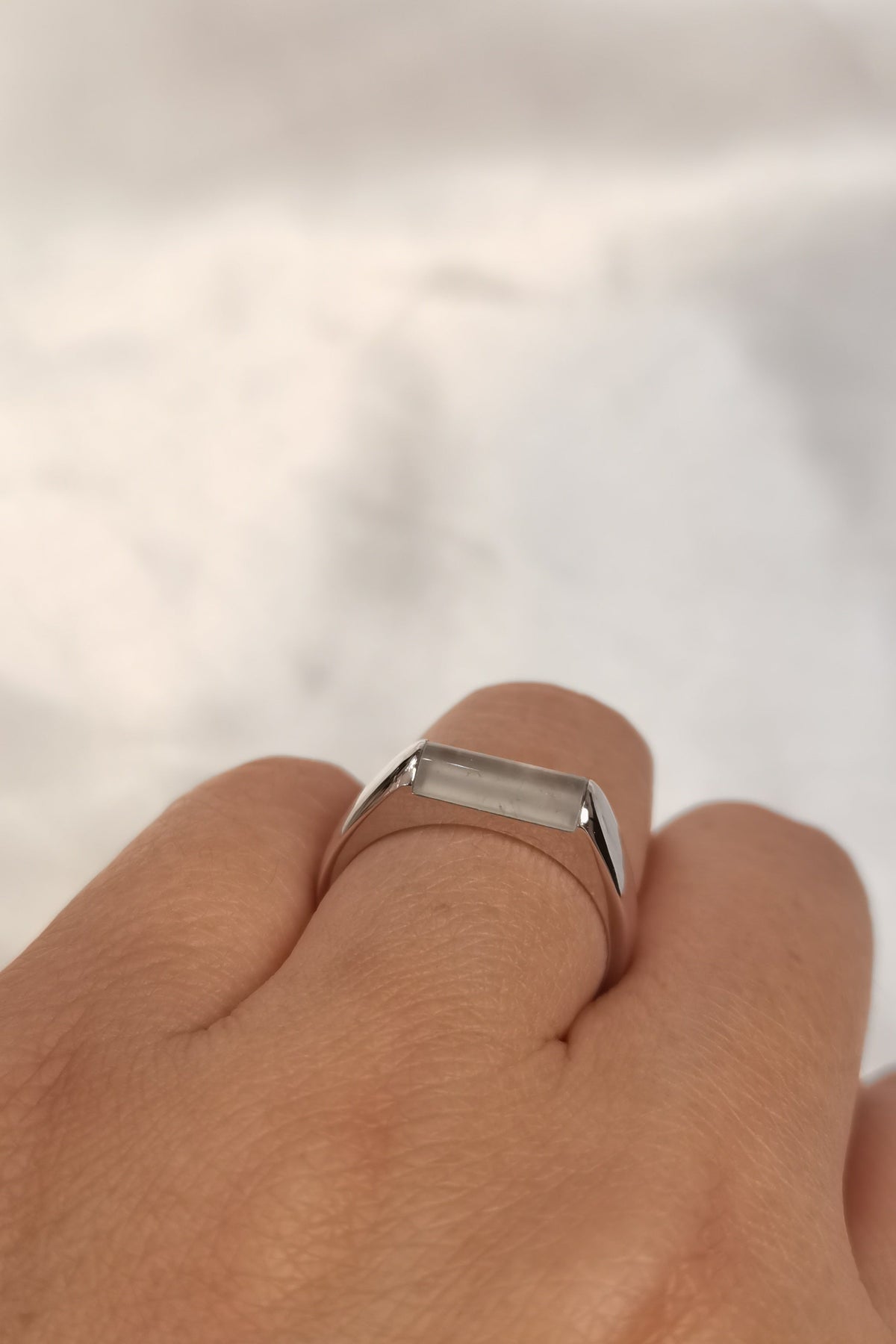 Jian | Untreated Grade-A Jadeite Ring in Icy White