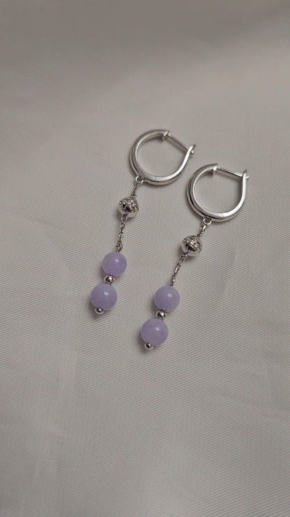 Yuan | Iryna Jadeite Drop Earrings in Dark Lavender Purple (custom)