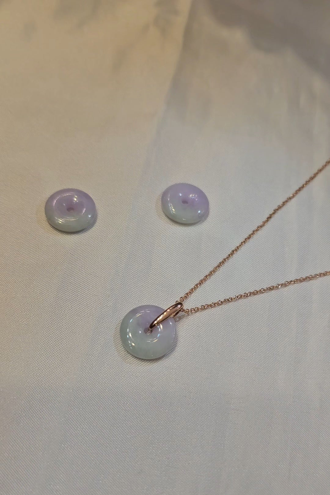 Guardian | Mei Safekeeping 'Ping An' Jadeite Pendant in Lavender Purple and Pastel Green(13mm)