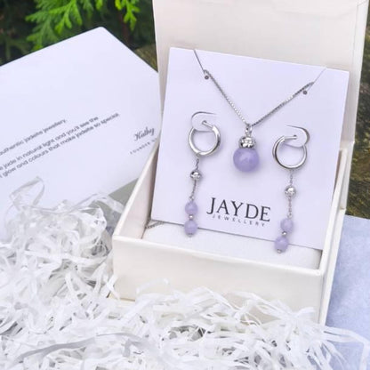 Yuan | Iryna Jadeite Drop Earrings in Dark Lavender Purple (custom)