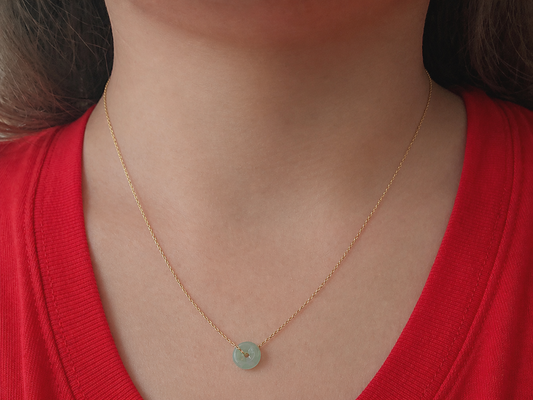 Guardian | Floating Safekeeping 'Ping An' Jadeite Necklace (9mm)