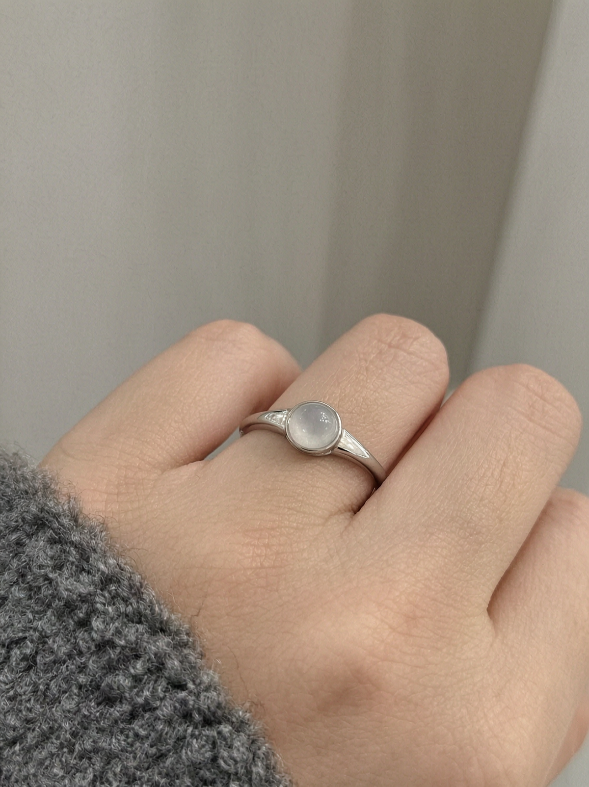 Galaxy | Full Moon Jadeite Adjustable Ring in Dreamy White