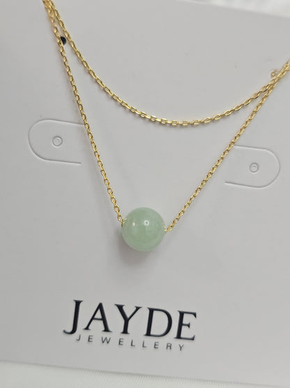 Yuan | Minimalist Floating Jadeite Necklace in Pastel Green