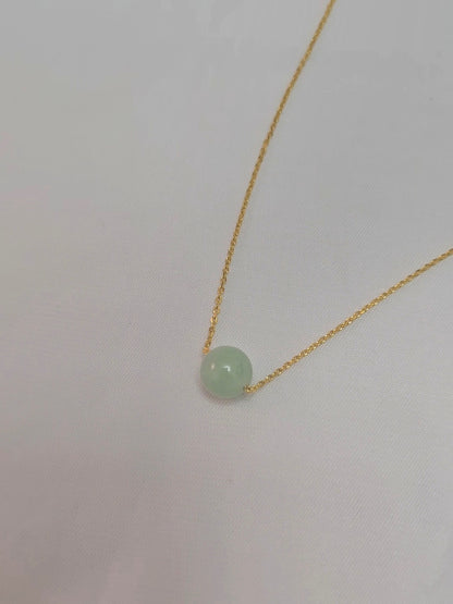 Yuan | Minimalist Floating Jadeite Necklace in Pastel Green