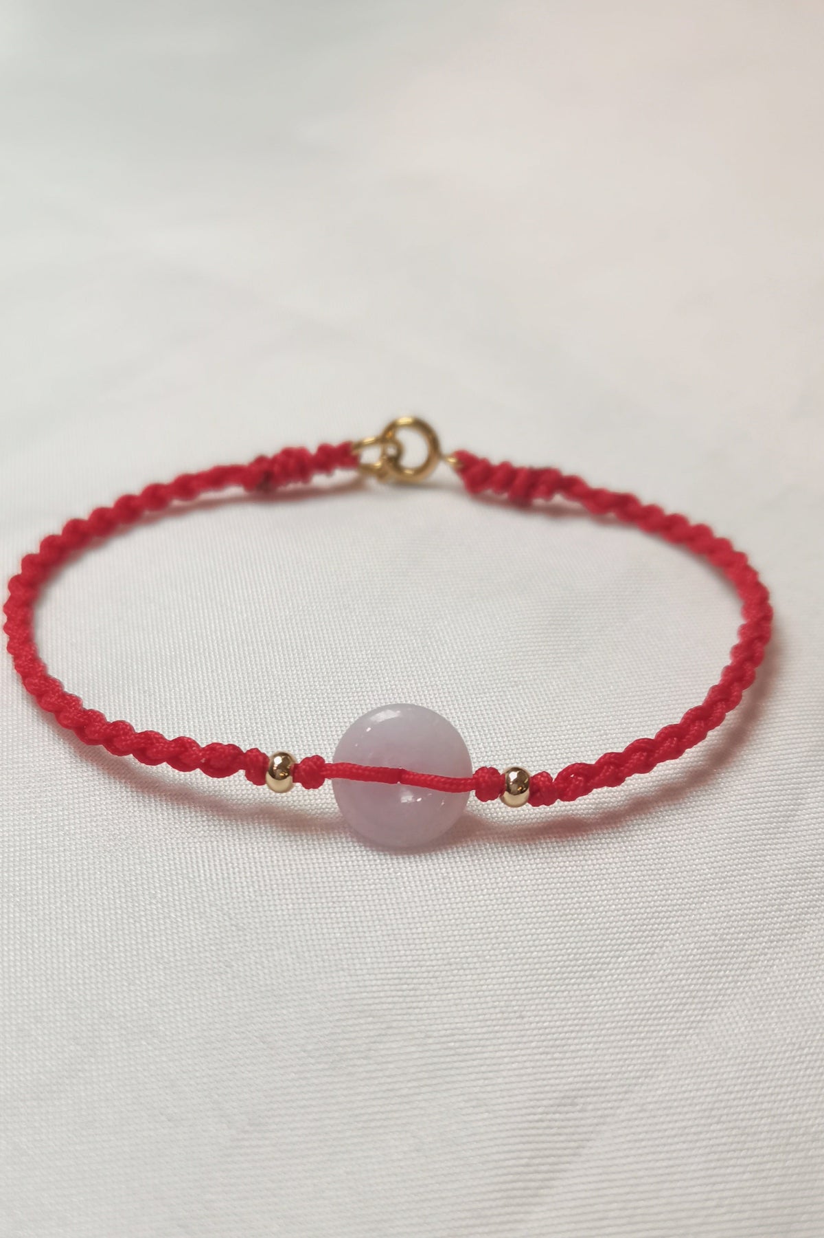 Guardian | Dainty Safekeeping Adjustable 'Ping An' Jadeite Braided Bracelet in Lavender Purple (9mm)