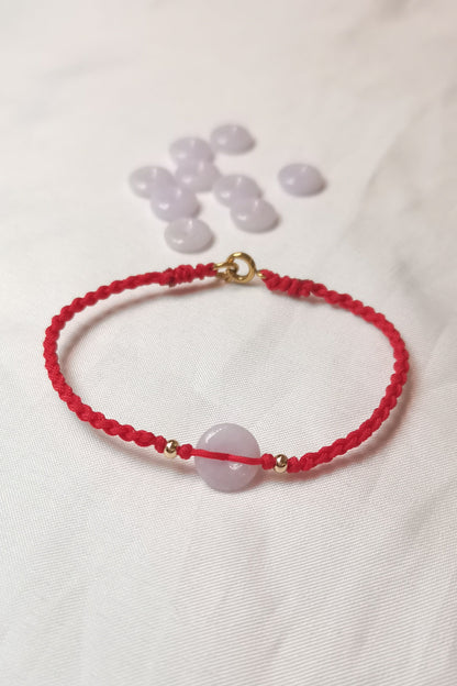 Guardian | Dainty Safekeeping Adjustable 'Ping An' Jadeite Braided Bracelet in Lavender Purple (9mm)