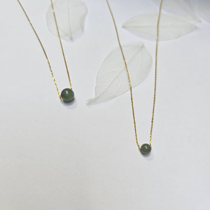 Yuan | Minimalist Floating Jade Necklace in Aqua Green