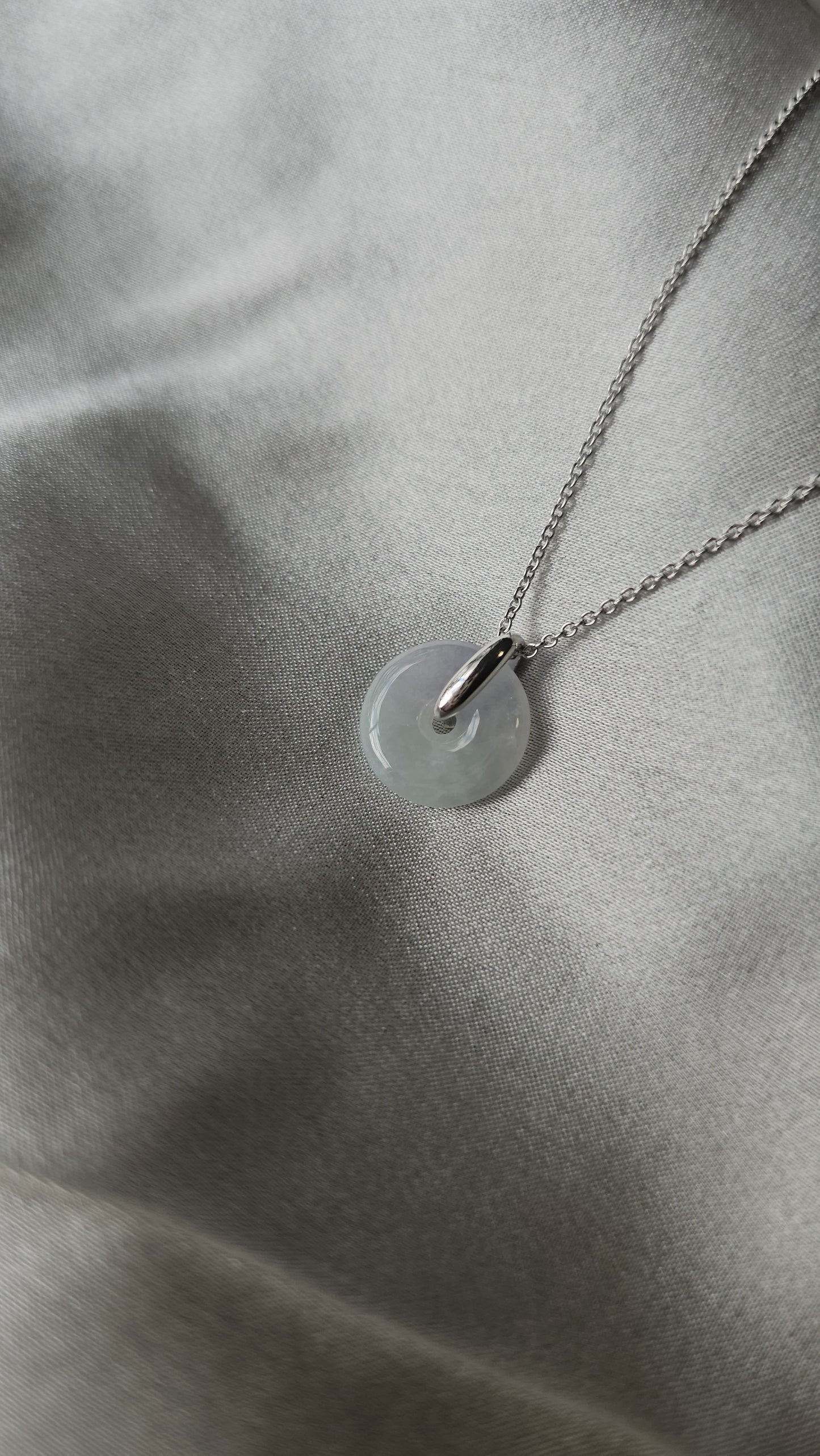 Guardian | Dreamy Safekeeping 'Ping An' Jadeite Pendant in Icy Mist (13mm)